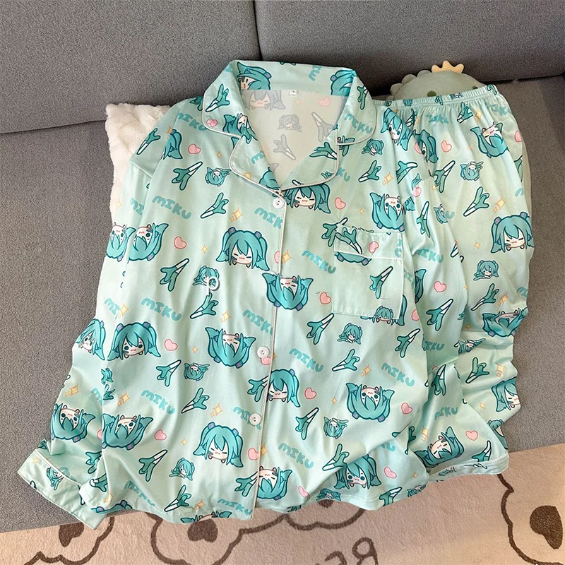 かわいい初音ミクパジャマドーパミン快適なソフトラウンジウェア学生インスタイルホームウェアセットアニメアクセサリー完璧なギフト