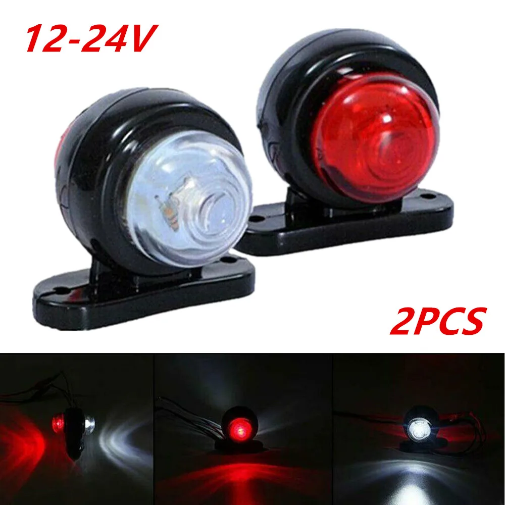 2x Red White Corner Side Marker LED Lights Outline Lamp Trailer Van Bus 12V-24V Truck Marker LED Side Indicator Rubber Lamp