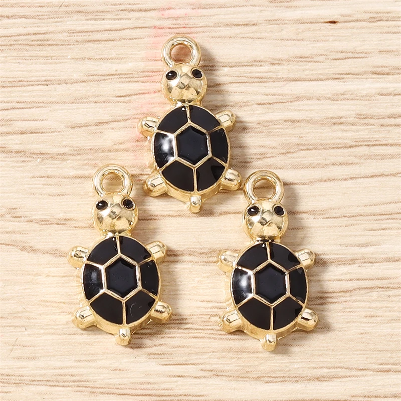 10 Stück 10x18mm Cartoon Emaille Tier Schildkröten-Anhänger für Schmuckherstellung Ohrringe Halsketten DIY Handgemachte Bastelarbeiten Zubehör – Detail 14