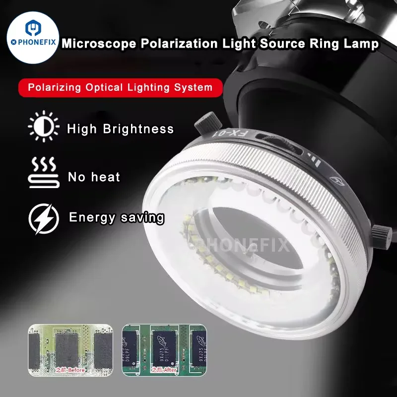 Imagem -04 - Microscópio Polarização Anel Lâmpada Elimina a Reflexão de Luz Forte para Binocular Trinocular Stereo Microscópio Iluminação