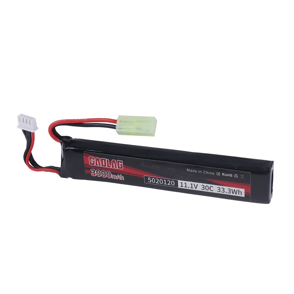 11.1V 3000mAh 30C Rechargeable LiPO Battery and Charger for Airsoft BB Air Pistol Electric Toys Guns Parts 3s 5020120 Batteries