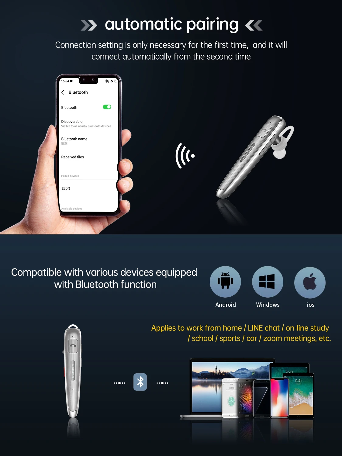 Wireless Bluetooth Headphone 5.1 Earphones Headset with Dual Mic Hands-Free Noise Canceling Earpiece for Driving/iphone/xiaomi