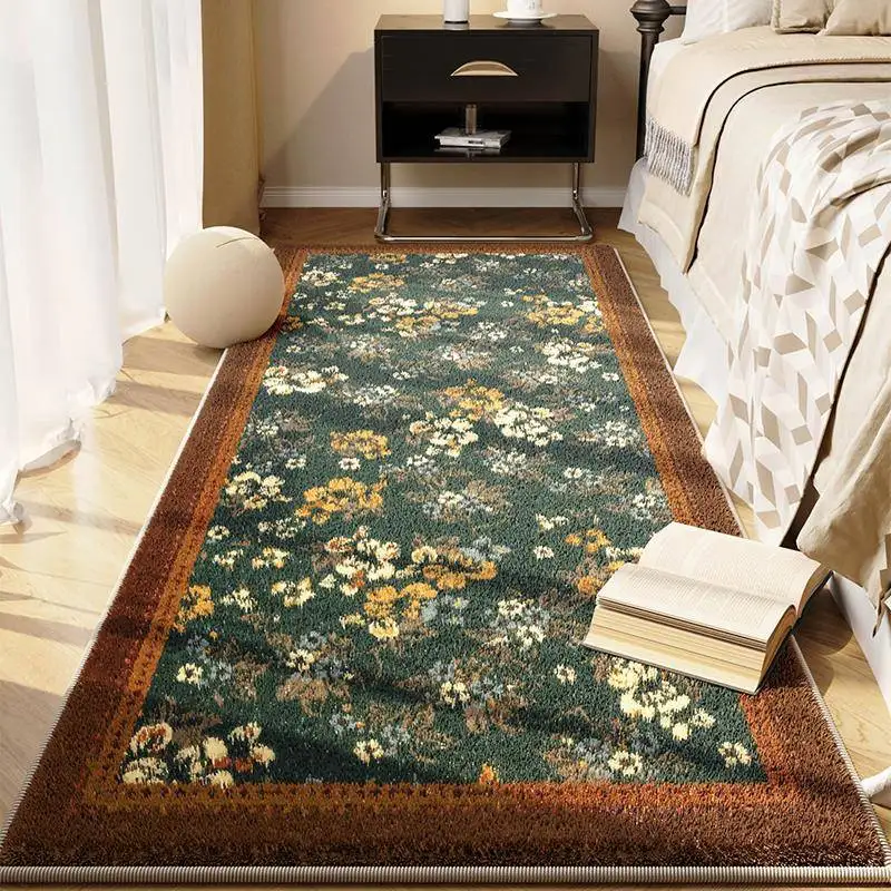 

Retro American Style Long Rectangle Carpet Easy to Maintain Living Room Window Cool Resistant Stain Resistant Bedroom Rug