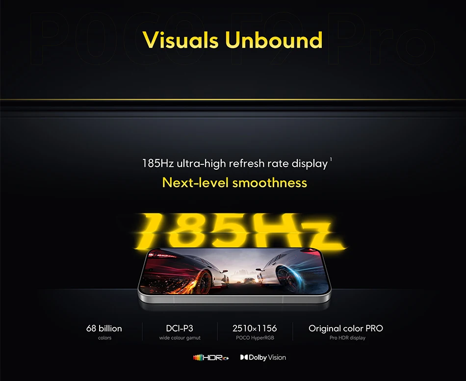 Smartphone POCO F9 Pro Global Version 6.59'' 185Hz AMOLED display 6330mAh 100W Snapdragon® 8 Elite Gen 5 CPU 200MP Cellphone
