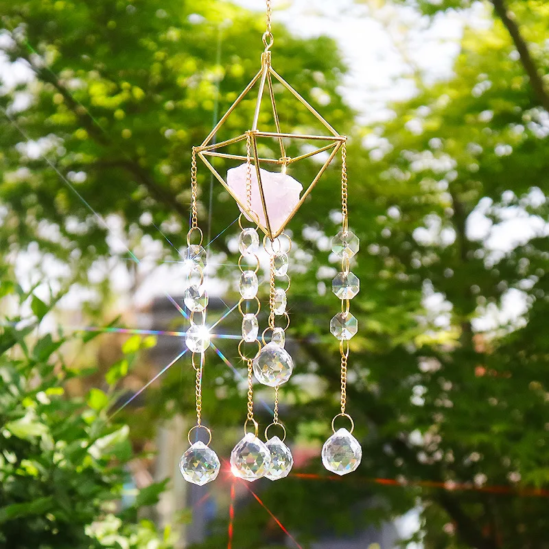 Home Decor Moon Star Crystal Sun Catcher Garden Light Collection Ornaments Hanging Prism Pendant Garden Pendant Decoration Craft