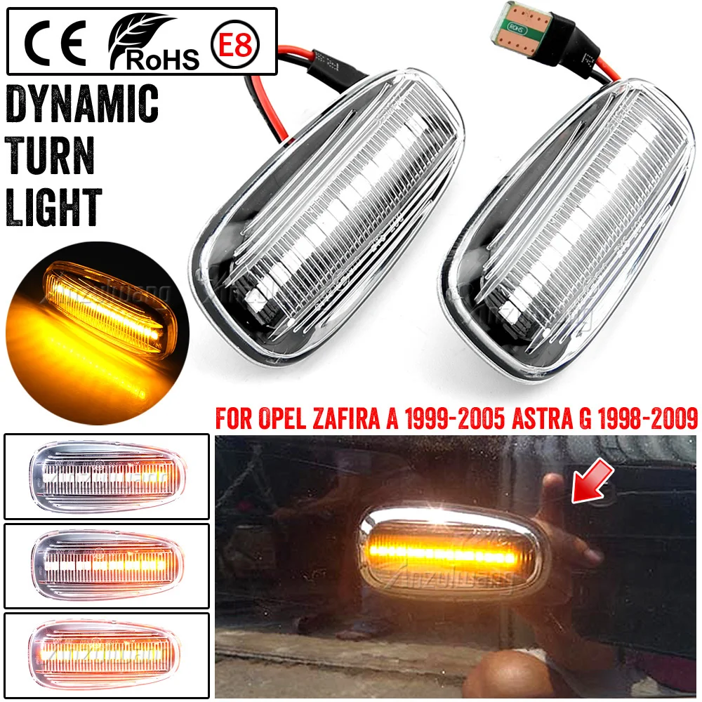 2Pieces Turn Signal Sequential Blinker Lamp Dynamic LED Side Marker Light For Opel Vauxhall Vectra B MK1 1995 1996-2002 2003