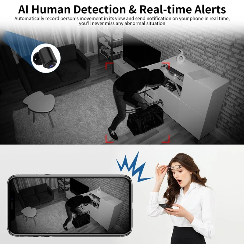 A29M-Tiny Camera For Home Security 1Pcs, 2.4Ghz Wifi Portable Battery Operated Camera With IR Night Vision, Human Detection