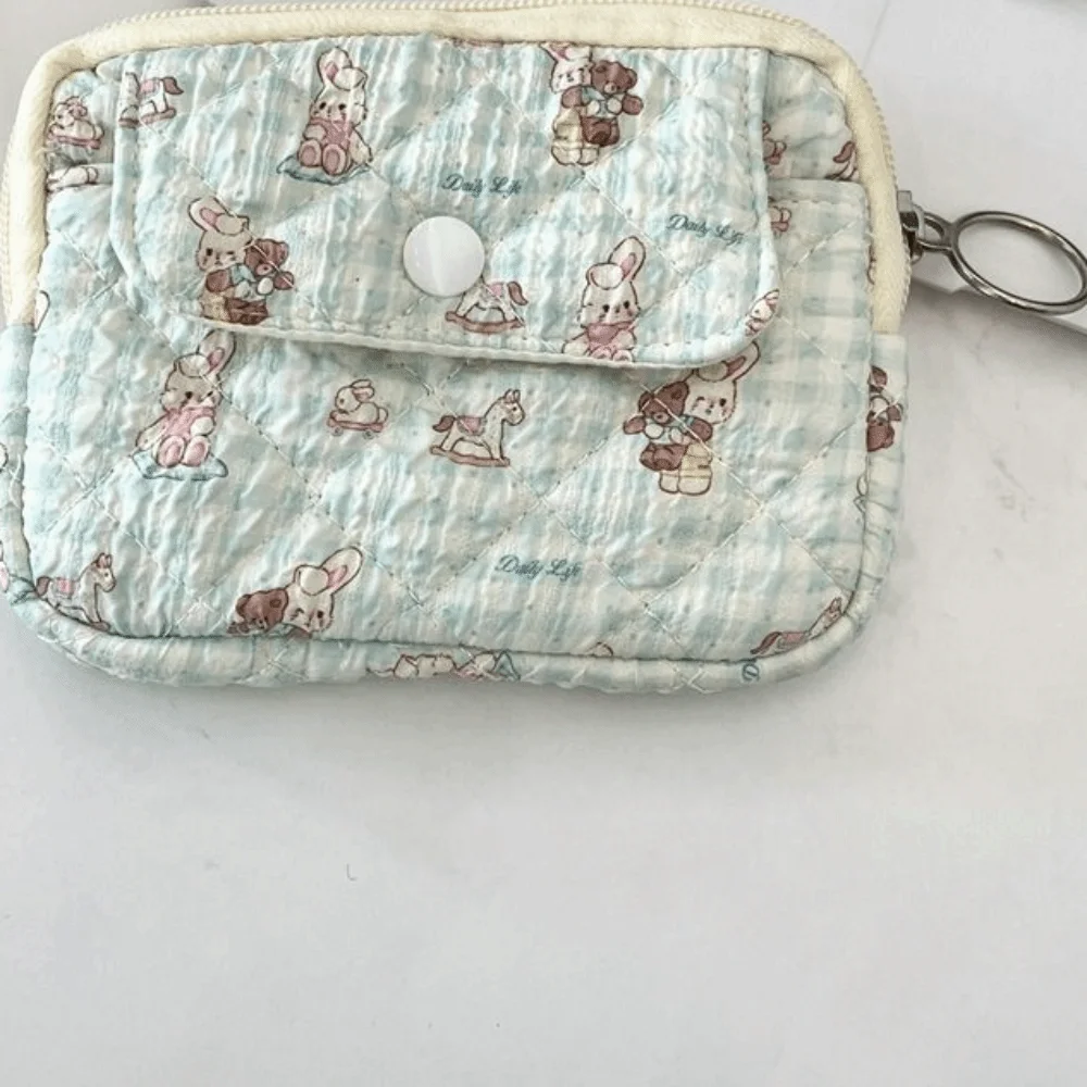 Cartoon Printing Mini Canvas Coin Purse Multifuctional Korean Style Small Lipstick Bag Jewelry Packing Bag Card Holder