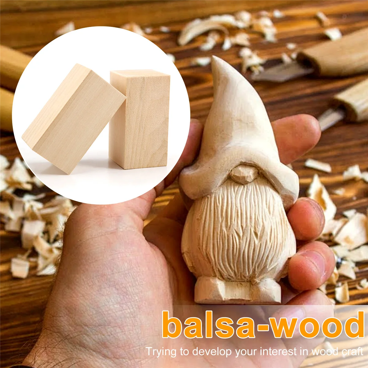 Basswood 조각 블록, 4x2x2 인치, 대형 휘젓는 나무 조각 블록 키트, 어린이 성인 초보자 또는 전문가용