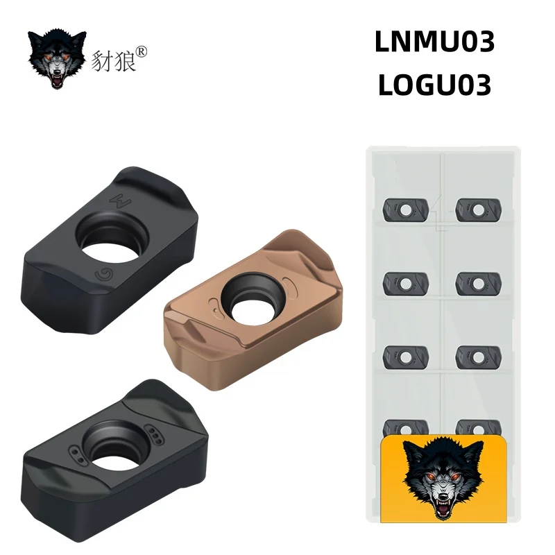 

LNMU0303ZER AH-725 Tungsten Turning High-speed LOGU03 CNC Milling Cutter Tool Carbide Double-sided Rapid Feed Milling Inserts