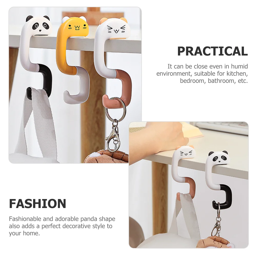 4szt Cartoon Animal Desktop Hook Anti Bag Hooks Handbag Multi function ABS Material Panda Shape Desk Backpack Hooks