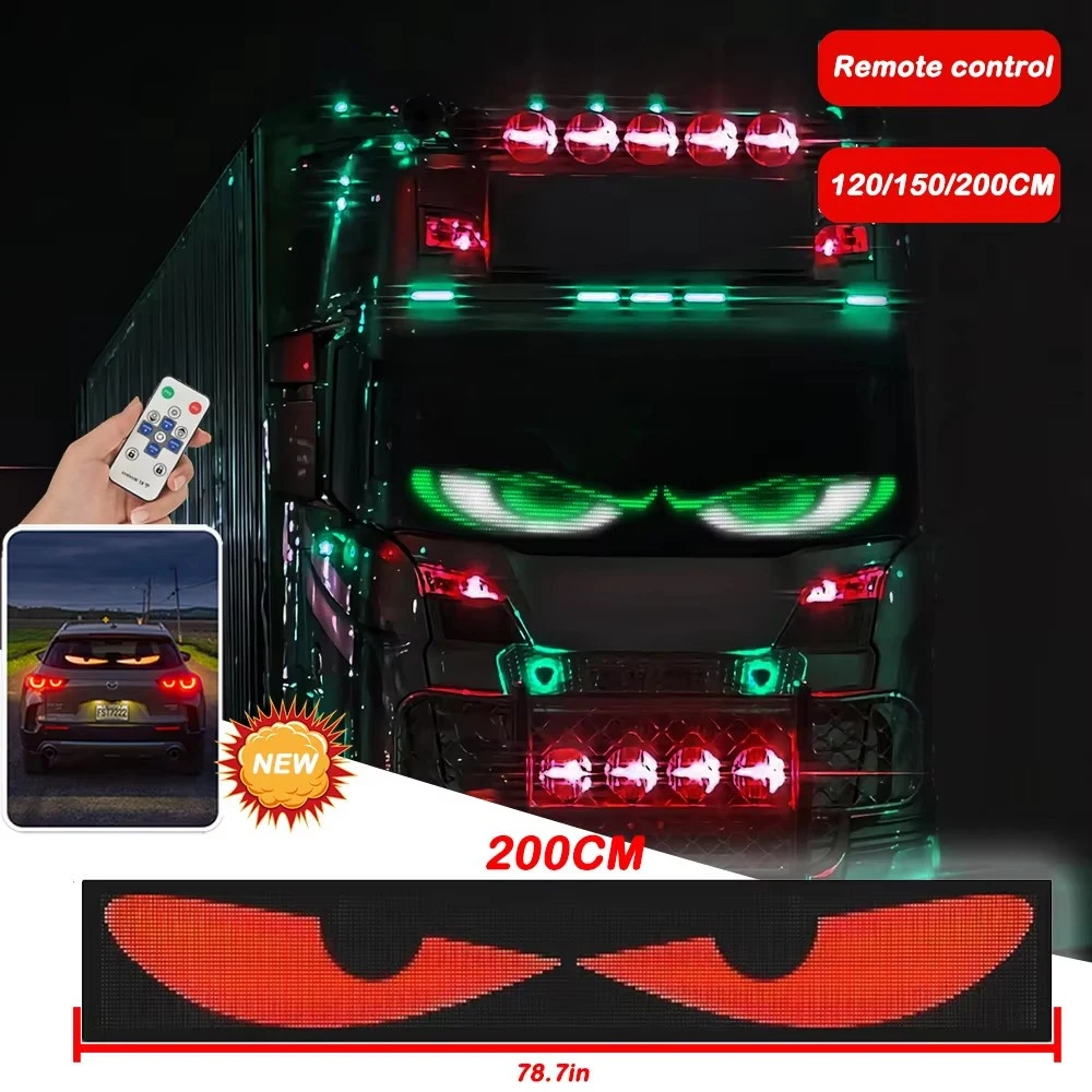 Devil's Eye LED Truck Sign Remote Control scrolling Animation LED Matrix Pixel PanelLED Display Light for Car Truck Windshield