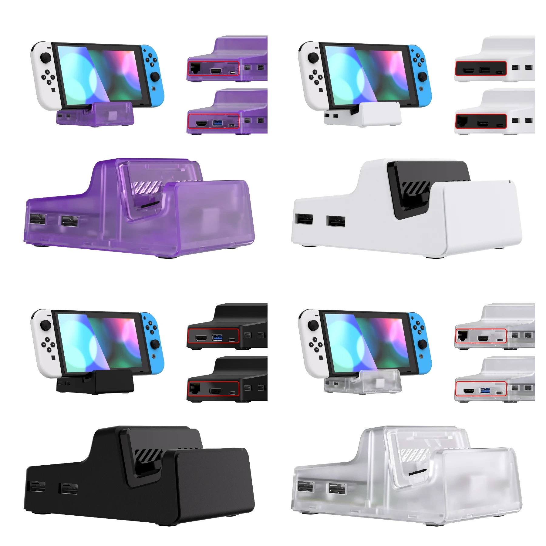 eXtremeRate AiryDocky DIY Kit Replacement Case for Nintendo Switch Dock, Portable Mini Dock Shell Cover for Nintendo Switch OLED