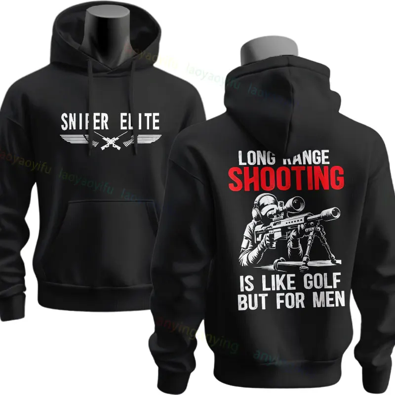 Funny "It's Like Golf But for Men with Sniperscope" Long Range Shooting Sniper Slogan Hoodies Long Sleeve Pullover Hoodie
