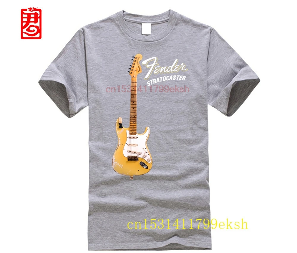 100% Cotton Print Shirts customized T-shirt YNGWIE MALMSTEEN Stratocaster Electric Guitar T-Shirt Black