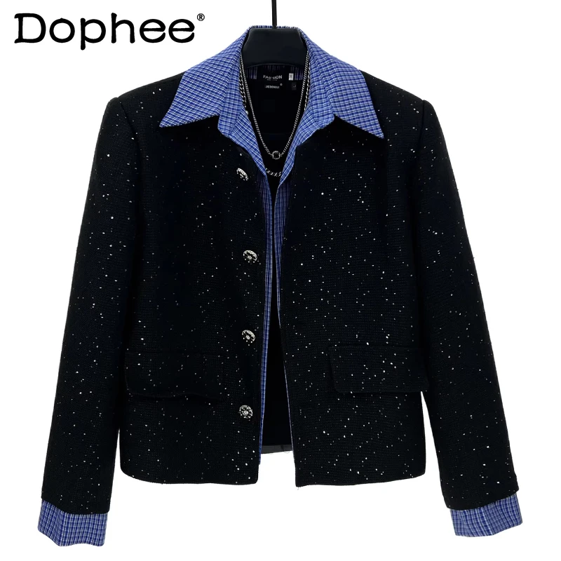

Men's 2025 Autumn New Stylish Loose Youth Comfort Jackets Male Sequin Trend Short Jackets New Small Fragrant Splicing Chic Coats