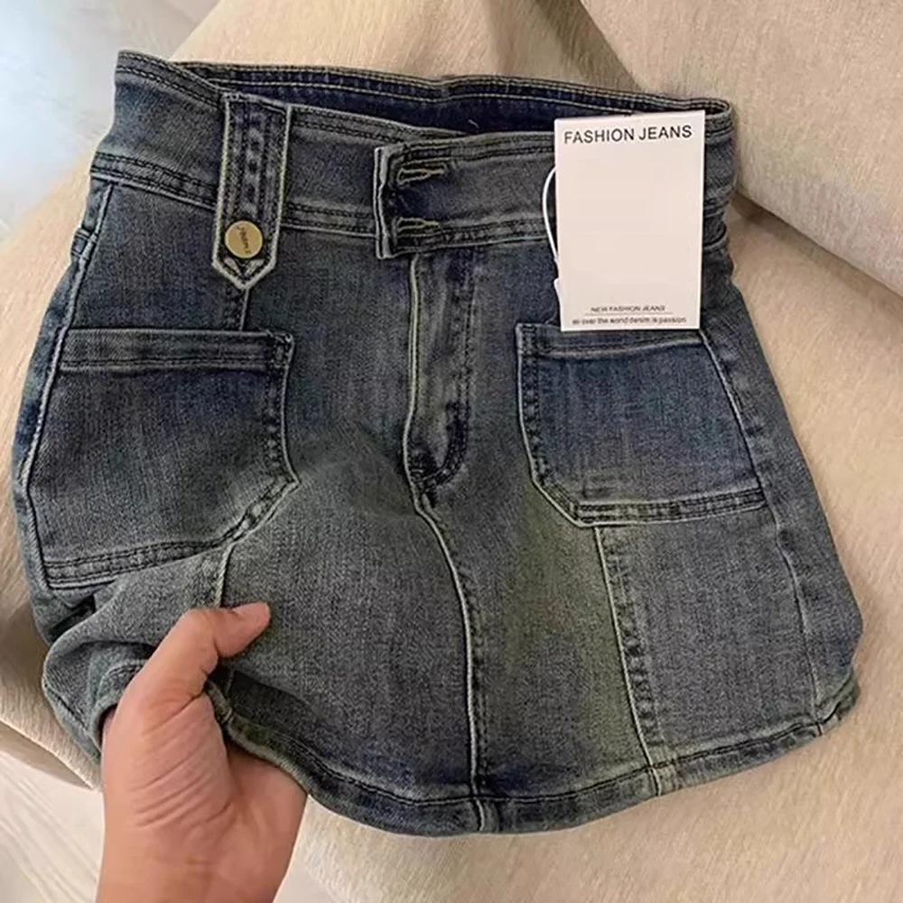 American Retro Denim Skirts Women Vintage Blue High Waist Mini Jean Skirt Spicy Girl Sexy A-Line Short Skirts Streetwear