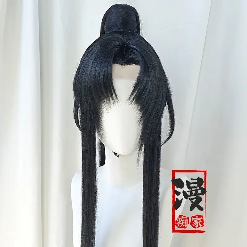 Grandmaster of Demonic Cultivation Jinling Customized Wig Black Long Ponytail Hairstyle Con Party Wigs Props Anime Cassette