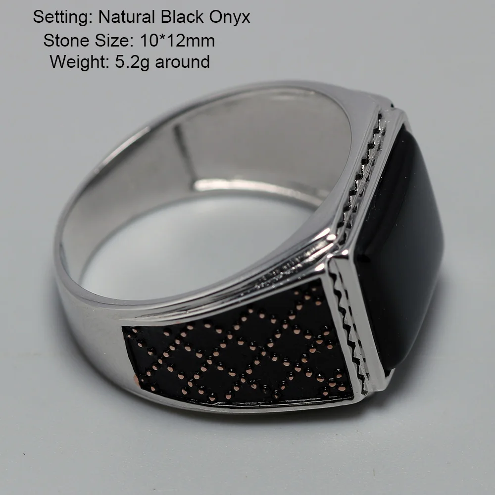 Genuine Solid Silver 925 Rings Man With Black Onyx Natural Stone Vintage Turkish Men's Rings Turkey Jewellery Anillos Hombre