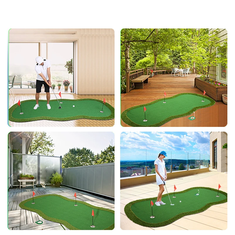 PGM 3 Holes Indoor Golf Putting Green 120x300cm Indoor Outdoor Training Putter Mat Practice Putting Green for Home Use