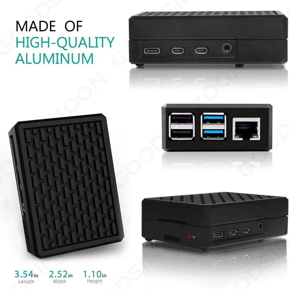 Picture 6: Raspberry Pi 4 Aluminum Case, Raspberry Pi 4 Model B Metal Armor Case with Passive Cooling Column and Thermal Pads Pi4 Shell Box