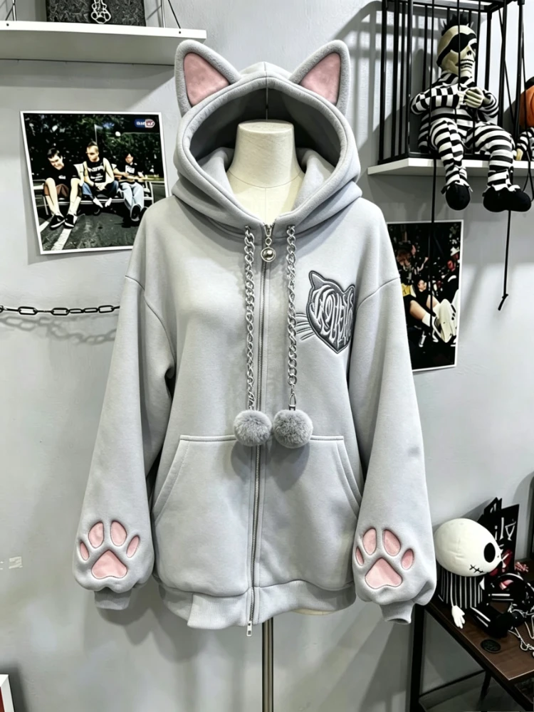 일본 빈티지 고딕 스타일의 고양이 귀가 달린 후드 코트 - Vintage Zip Hoodie 리뷰 및 가격