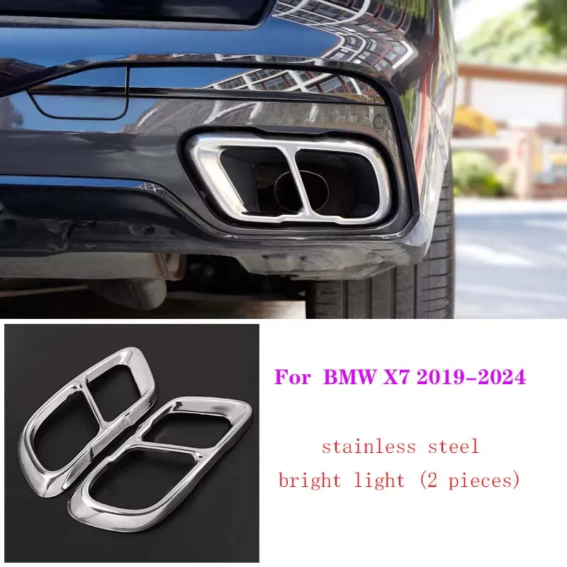 2PS Uitlaatsierstukken van roestvrij staal voor BMW X5 G05 X6 G06 X7 G07 2019-2024, decoratief stuk, demperkap, verliesvrije installatie