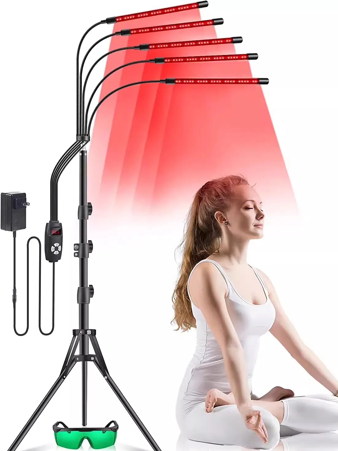 Tubo Terapeutico Luce Rossa Lampada per Fisioterapia a Led Treppiede 4/5 Lampada Attrezzatura Illuminazione a Infrarossi Temporizzazione Lampada di Riscaldamento per Salone di Bellezza