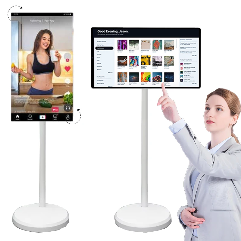 

Интерактивный монитор с сенсорным экраном 21,5-дюймовый ЖК-дисплей Портативный умный дисплей Вращающийся портативный телевизор Мобильный светодиодный дисплей Вертикальный смарт-телевизор