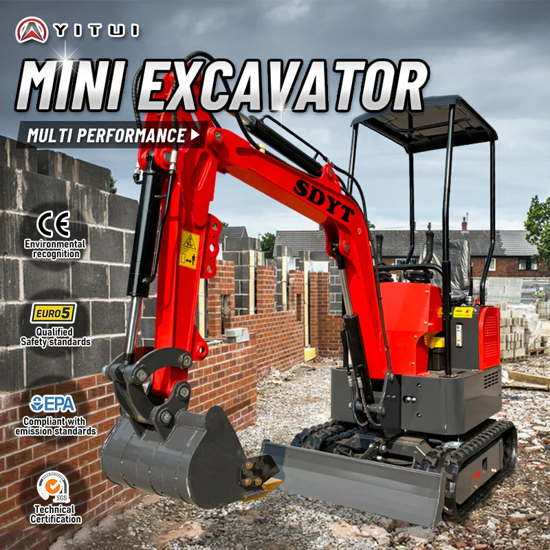 حفارة صغيرة مخصصة عالية الكفاءة 1.2 طن CE/EPA حفارة زاحفة صغيرة معتمدة لساحة المزرعة وأعمال المناظر الطبيعية