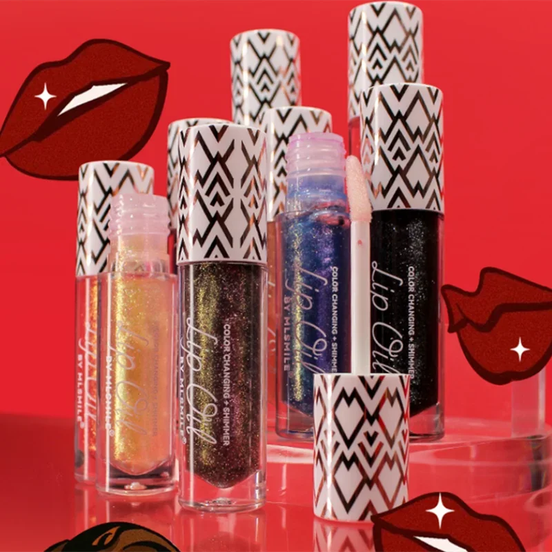 Lippenbalsam mit getönter Temperatur, glitzernder Lipgloss, feuchtigkeitsspendend, rot-orange, transparenter Lippenlack, schimmernde Tönungskosmetik