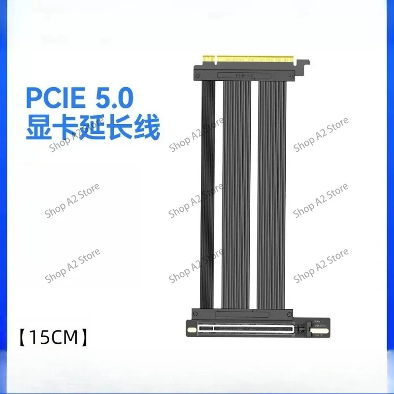 Gen5 X16 PCIE 5.0 GPU Riser Cable Lossless Signal Dual Reverse Vertical Mount for Gaming GPU