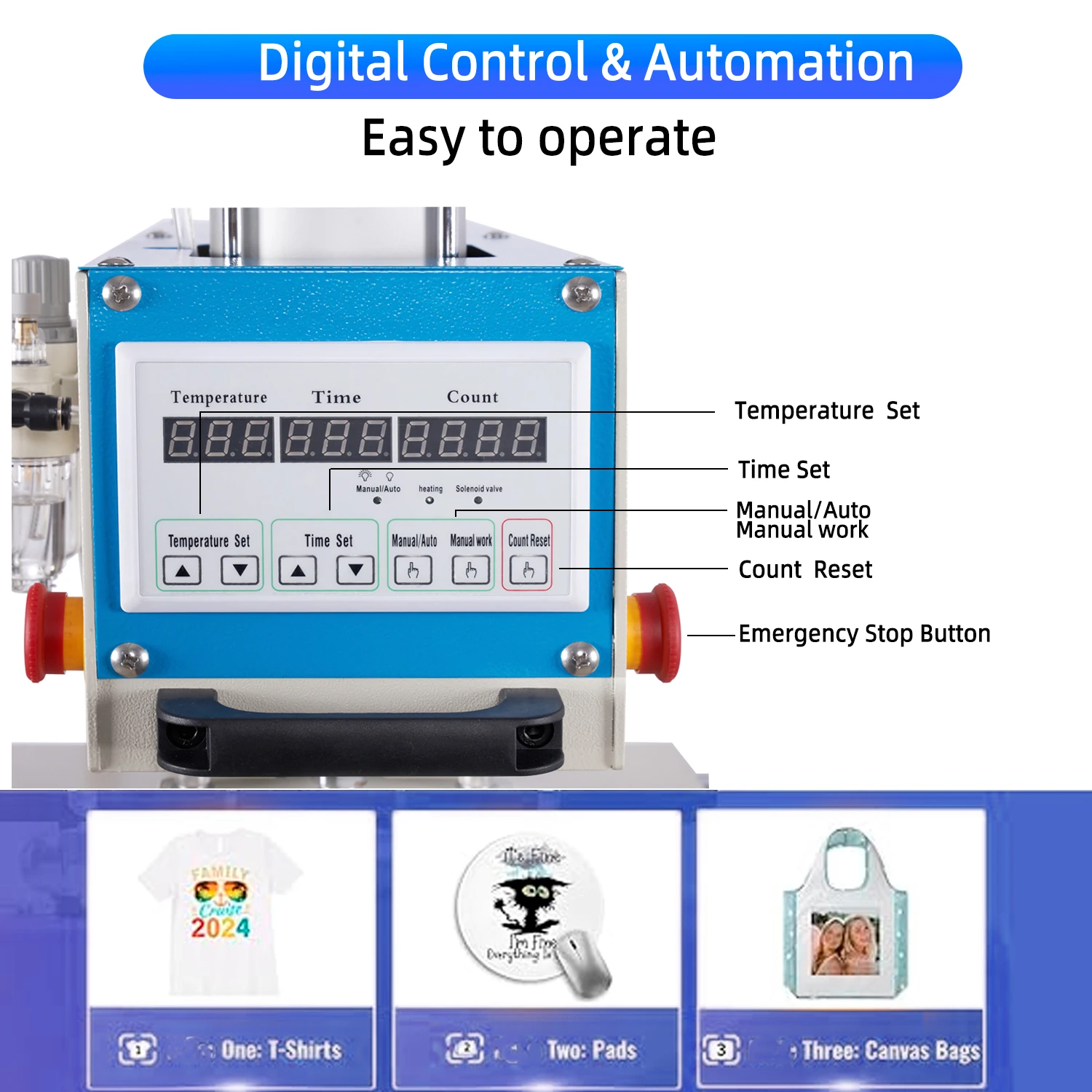 Pneumatic Heat Press Machine 16" X 24" Up-Sliding Dual-Platen T-shirt Heat Transfer Home DIY Auto Modes ＆ Safe Digital Control