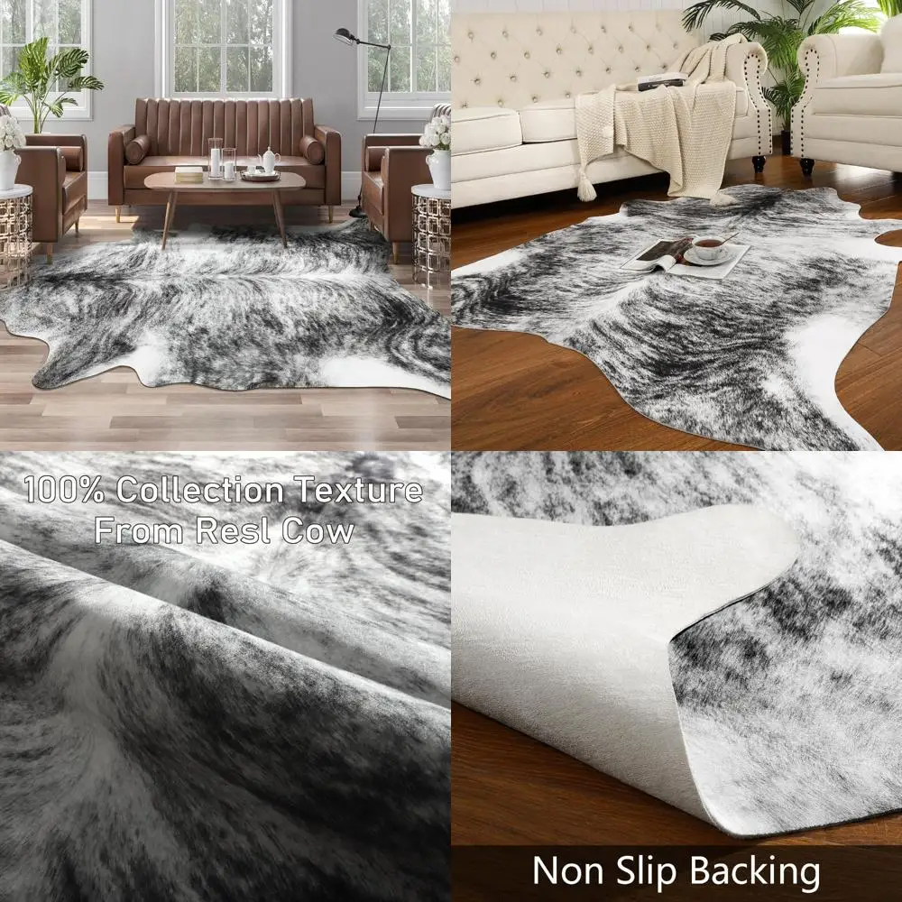 

Большой коврик из воловьей кожи из искусственного меха в западном стиле, 8x10 футов, премиальный животный принт, идеально подходит для украшения стен
