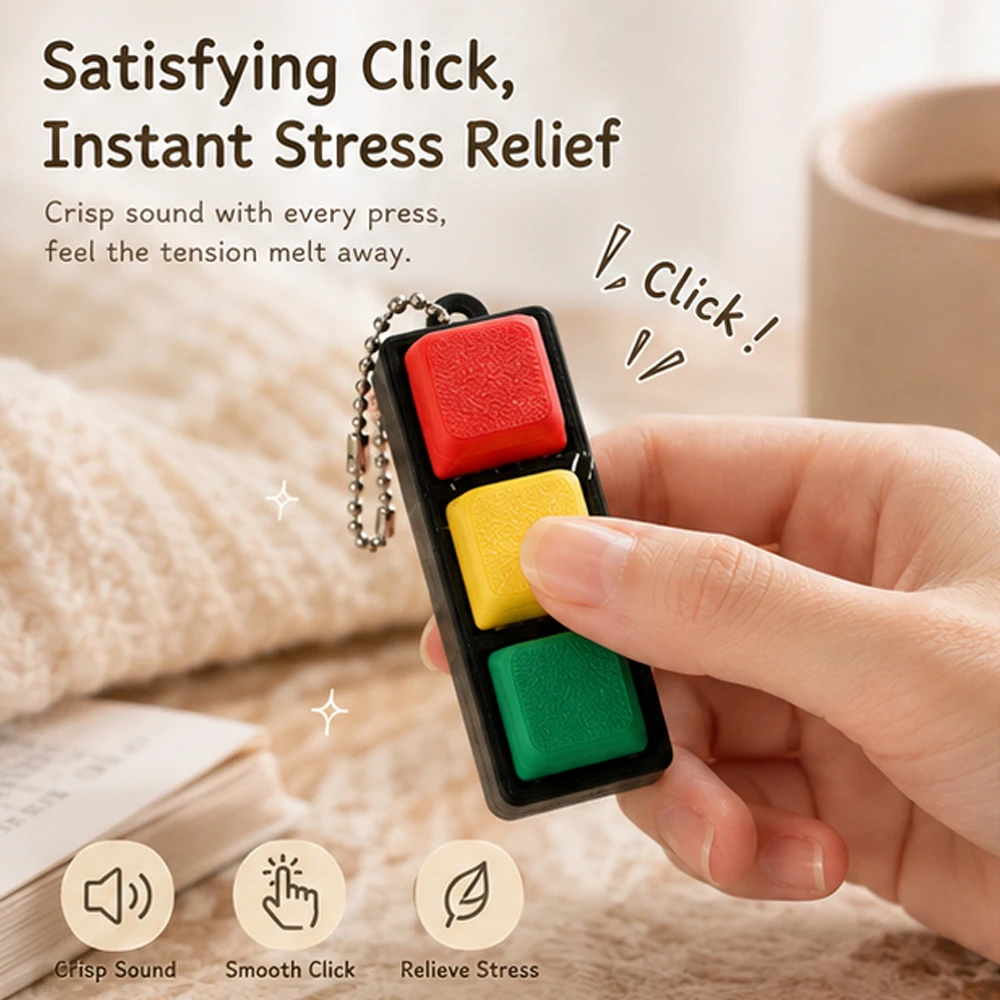 1/2/3/4 Button Keyboard Fidget Clicker Mechanical Keyboard Fidget Keychain Ring For Gifts To Pass The Boring Time Pendant