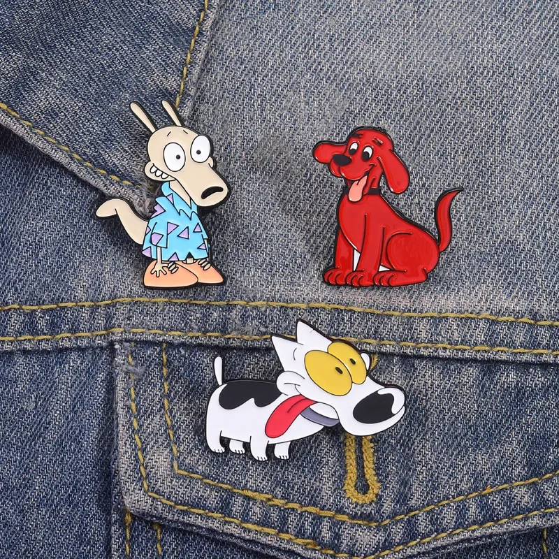 Pins Cartoon Creative Personality Brave Little Dog Hero Metal Badge Red Dog Cute Design Alloy Pin Accessory Brooches on Clothes