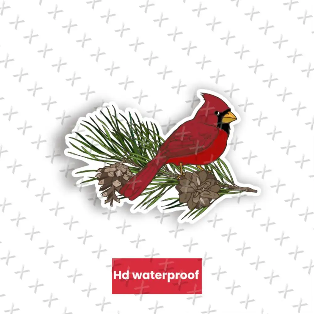 Bird On Pine Branch Self Adhesive Irregular Shaped Vinyl Sticker For Home Decoration Waterproof Stickers For Decorating Car Wind