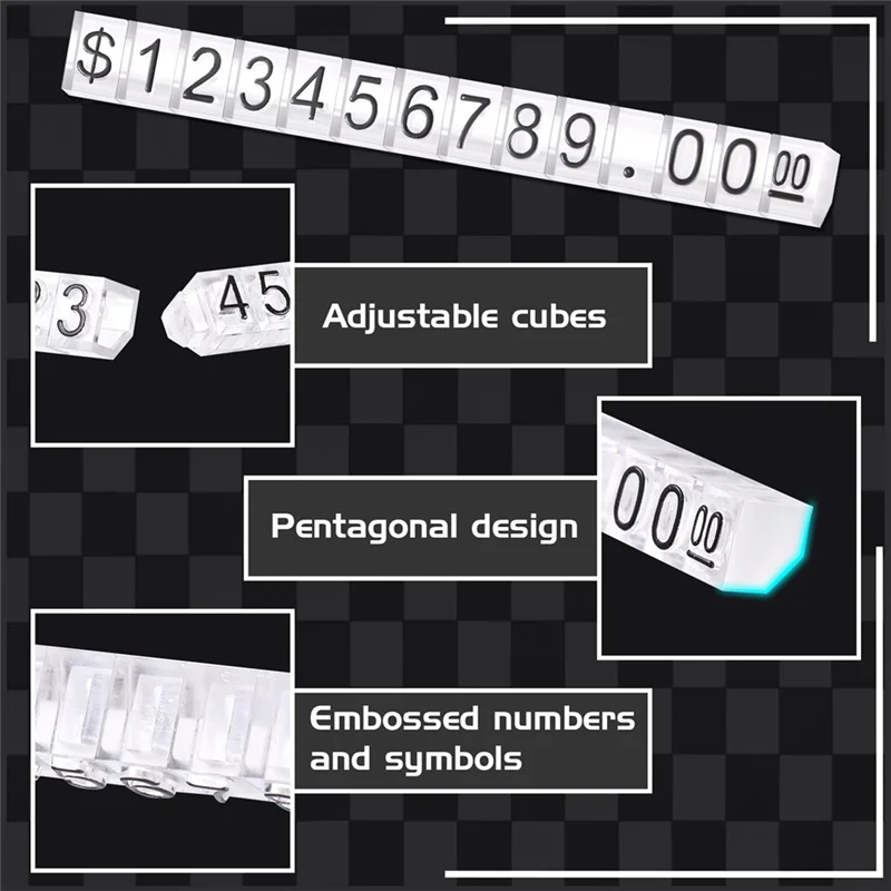 Dollar Display Stand 50 Sets Price Tag Cube Number Letter Blocks Adjustable Small Counter Kit