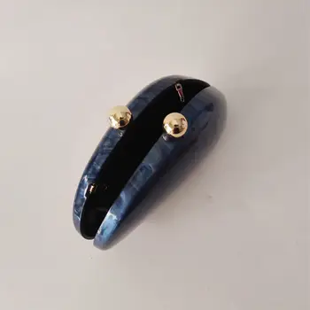 Lady Pearl 深藍色貝殼壓克力盒式手拿包 女士晚宴包 女士斜挎包 婚禮派對鏈條單肩包 6 最佳銷售 藍色手拿包 - №4