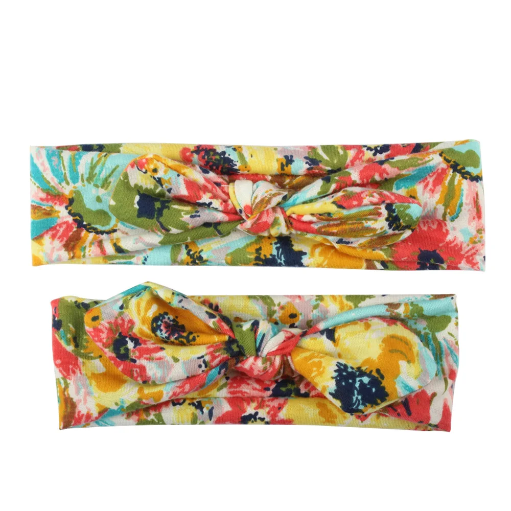 Mom Mother & Baby Headband Baby Girl Bow Hair Band Mom Daughter Rabbit Ears Turban Parent-Child Print hair Accessories