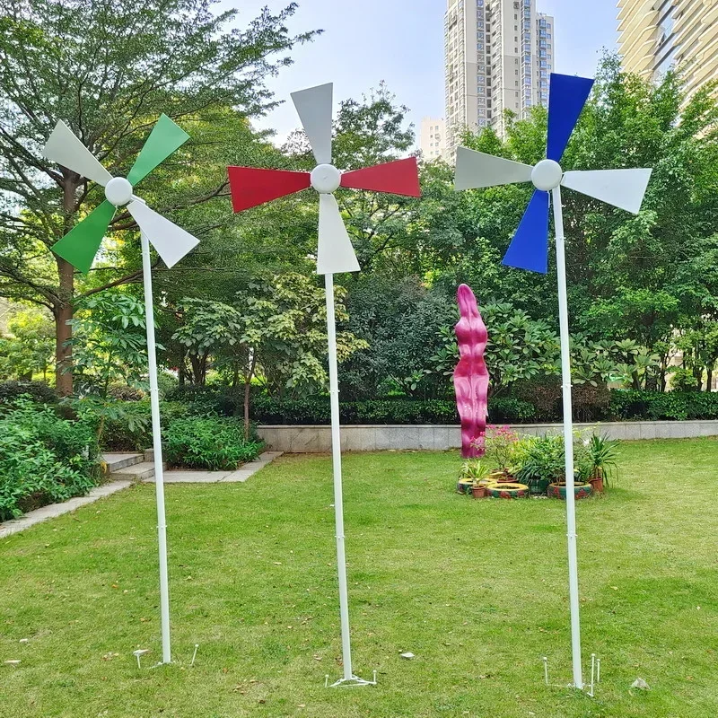 Scenic spot large iron windmill rotating outdoor amusement park courtyard ornament community garden 3 meters high floor device