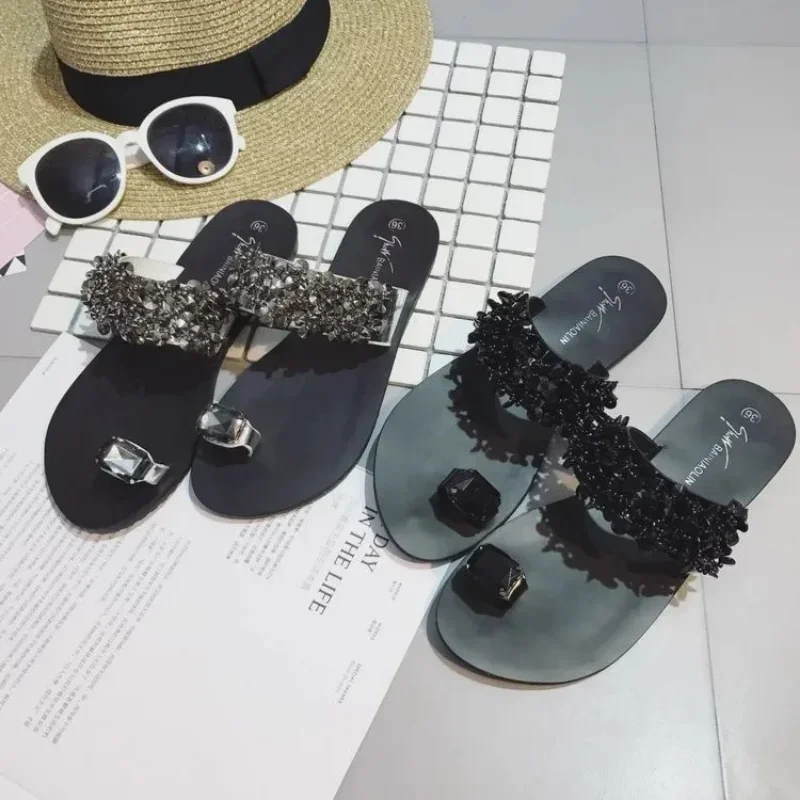 Slippers Women Shoes Summer Sandals Beach Pineapple Flat Slippers Outside Slides Zapatos De Mujer Size 43 Rhinestone Slippers