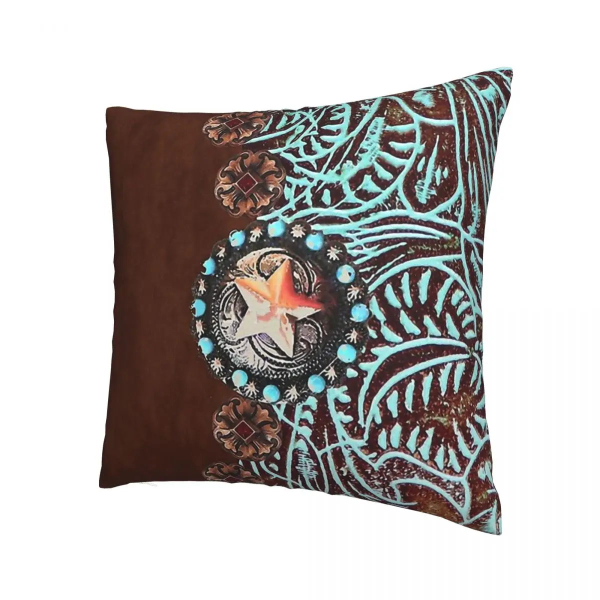 Primitive Cowboy Cowgirl Western Country Brown Turquoise Pillowcase Bohemian Backpack Cushion For Home Throw Pillow Case