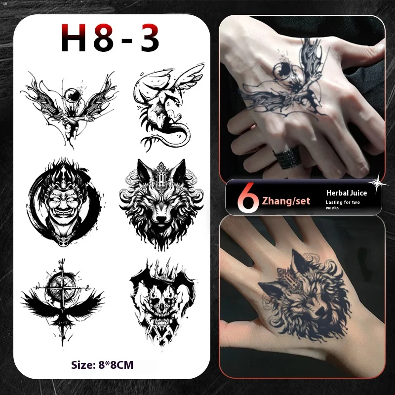 

6PCS Waterproof Temporary Tattoo Sticker Butterfly Peony Flower Number Angel Spider Wolf Women Men Trend hand Tattoos Stickers