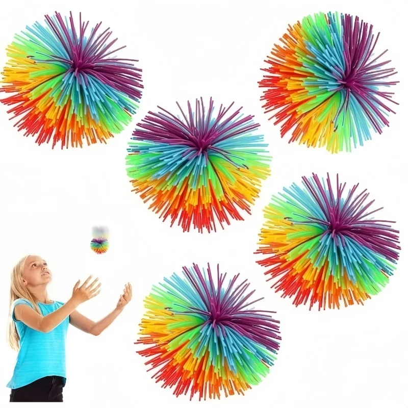 

6/8/10cm Colorful Rubber Wire Jugging Ball Toy - Kids Anti-Stress Stretchy Ball Children's Novelty Funny Rubber Toy For Kids