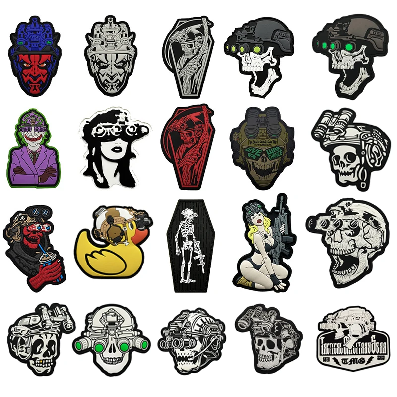 3D Gun Shape Embroidery/PVC Patches Mask Monster Forward Sniper Emblem Badges Appliques Combat Skull Patches