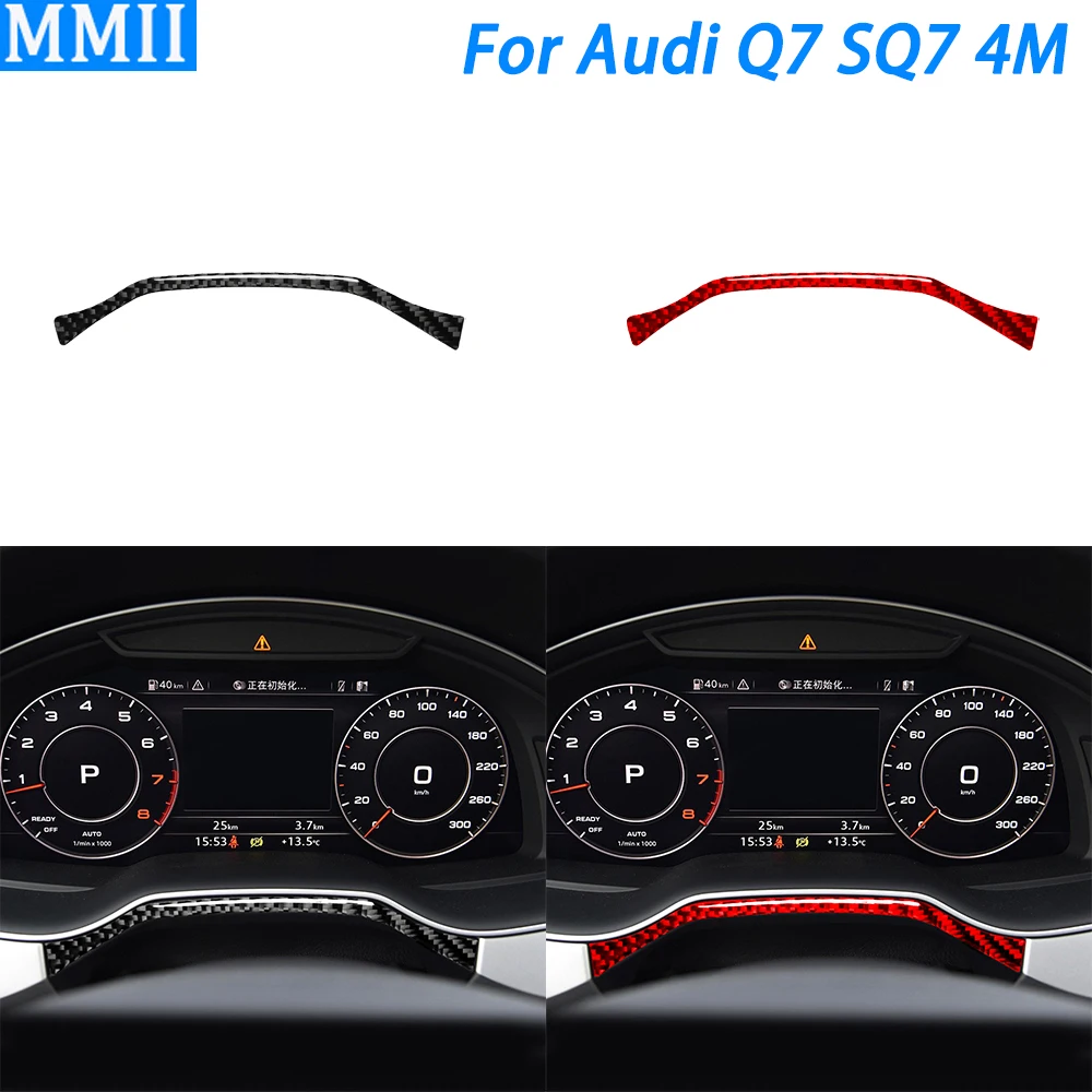 For Audi Q7 SQ7 4M 2016-2019 Accessories Carbon Fiber Dashboard Speedometer Panel Trim Strips Car Interior Decoration Sticker