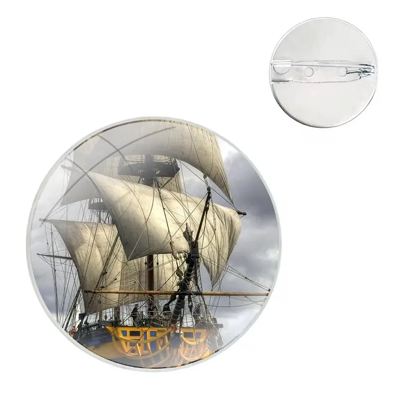 Pin Icons Brooch Jewelry Accessories Pirate Ship Sailing Ship Mast Boat Sea