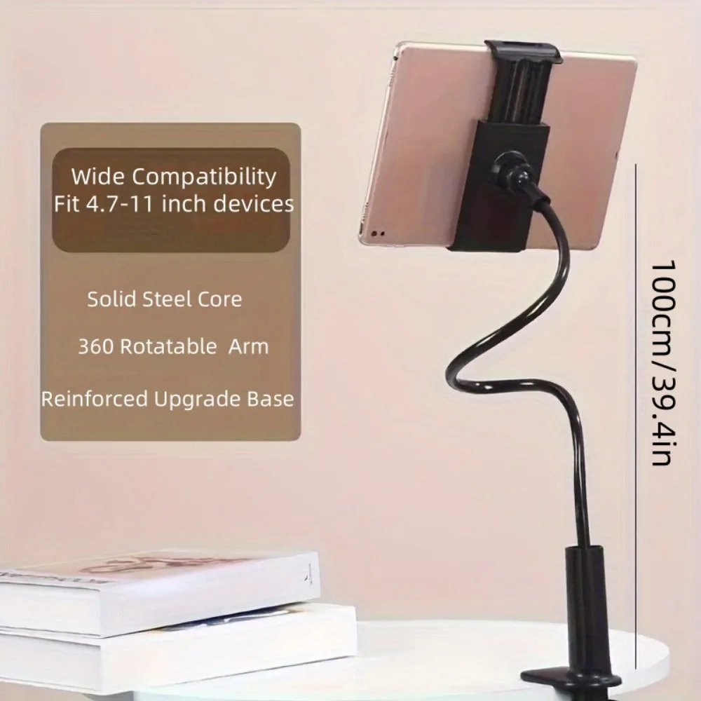 Updated Gooseneck Tablet Holder Stand for Bed 100cm 39.4in Adjustable Flexible Arm Tablets Mount Clamp