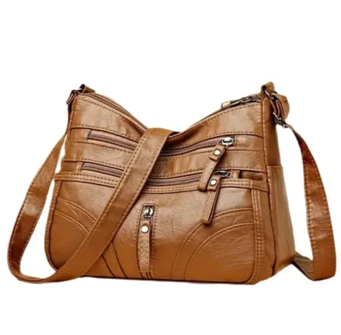 

Genuine Leather Soft Bag for Middle-Aged Moms 2025 Fashion Shoulder and Crossbody Bag, Large Capacity Multi-Layer Women's Bag
